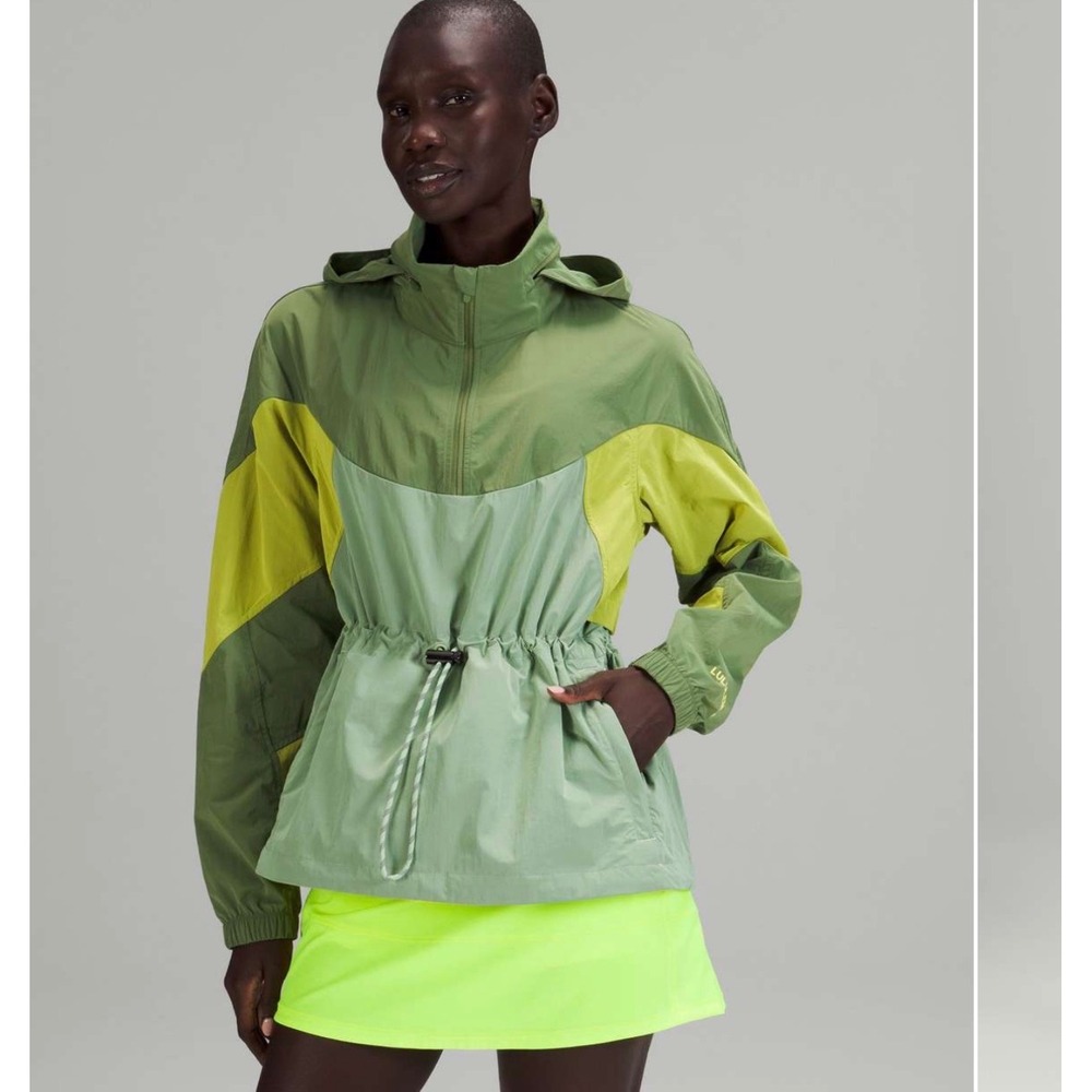 Lululemon Evergreen Anorak Cedar Green Electric Lemon Colorblock Jacket 10